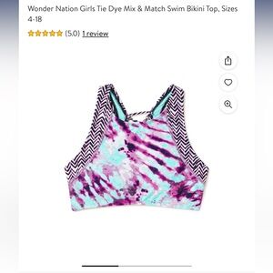 NWT-Girls Tie Dye Swim Bikini‎ Top